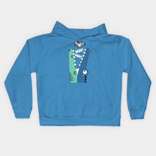 crocodile eating a bird Kids Hoodie